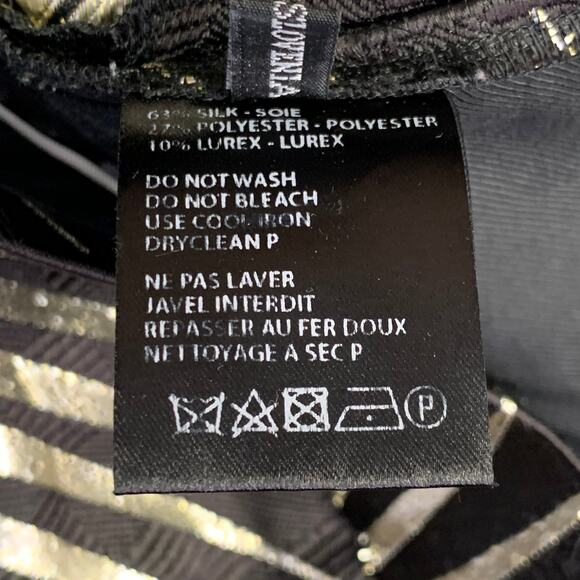 Size 32 Black Gold Jacquard Silk Blend Sunburst Cropped Casual Pants - Picture 12 of 13